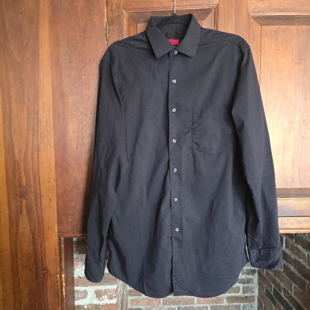 Alfani Fitted Men's Black Button-Down Shirt- 15.5/Medium